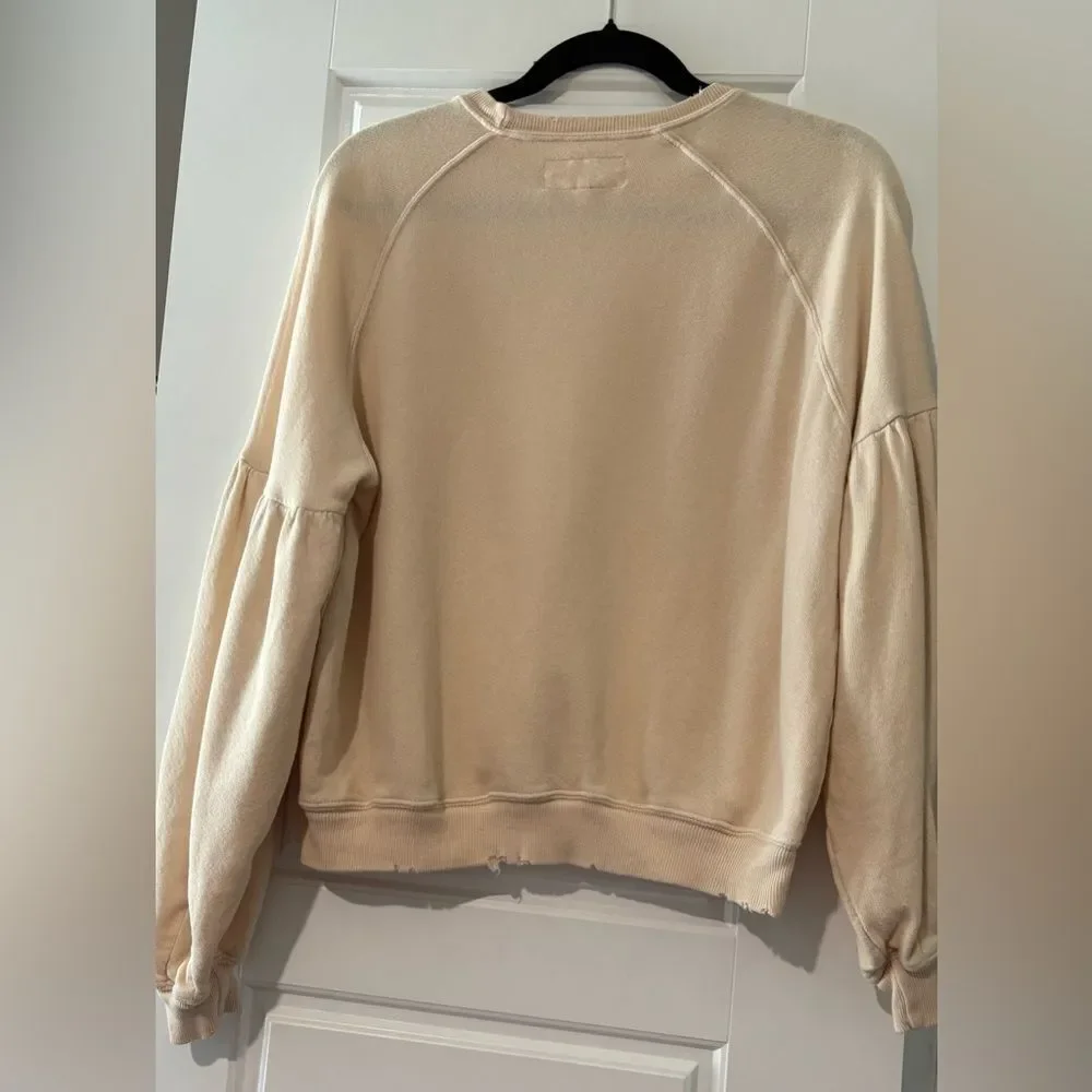 THE GREAT. The teammate sweatshirt in washed white size 0